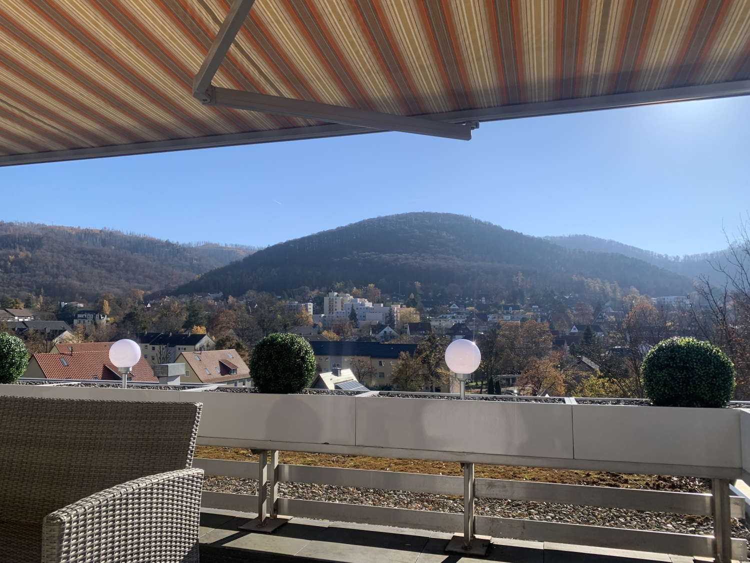 Dachterrasse Bergliebe 13 mit Blick auf den Burgberg in Bad Harzburg
